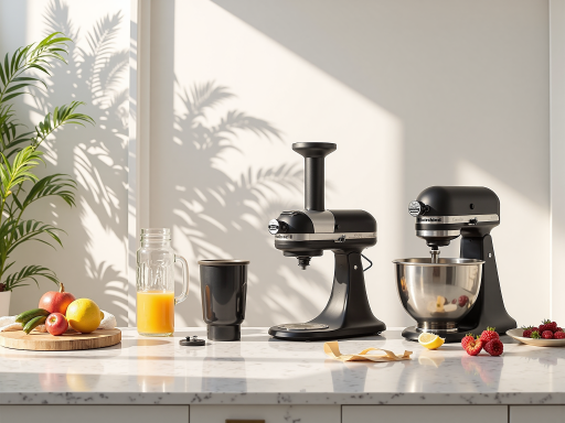 Deluxe multi-functional juicer with advanced features, sleek design, black and chrome finish, professional kitchen appliance
